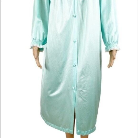 Vintage Vanity Fair lace nightgown robe long sleeve button down pajamas sz large - Picture 7 of 10